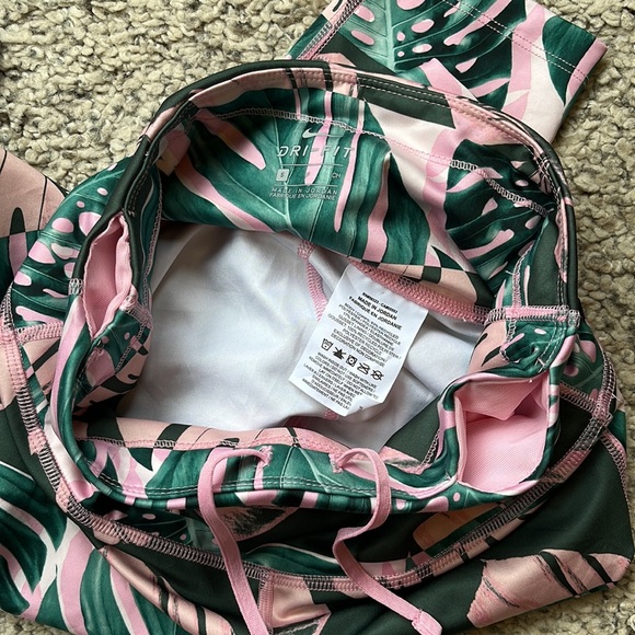 NIKE Fast Crop Running Tights, Pink and Green Botanical Print, S - Picture 10 of 13